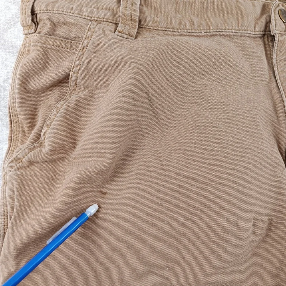 Carhartt Relaxed Fit Mens Tan‎ Canvas Utility Work Shorts 42x11 Rugged Flex